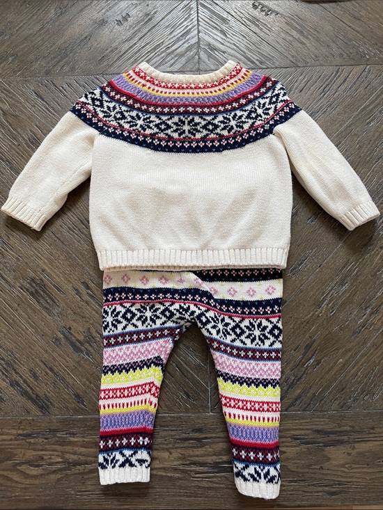 Old Navy Other - Old Navy Cream Fair Isle Knit Baby Sweater Legging Set 3-6M